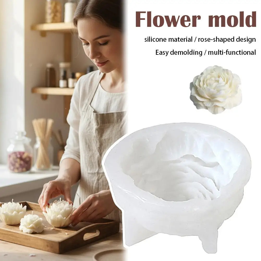 3D Peony Rose Silicone Mold – Soap, Candle, Chocolate & Cake Silicone Craft Mold Zpaxo
