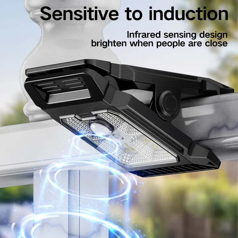 Solar Motion Sensor Clip Light – IP65 Outdoor LED Garden Lamp