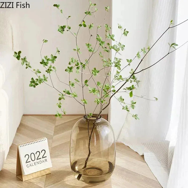 Transparent Glass Vase Office Decor Large Capacity Hydroponic Flower