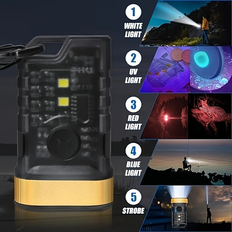 POCKETMAN Mini UV LED Flashlight 365nm USB Rechargeable Keychain