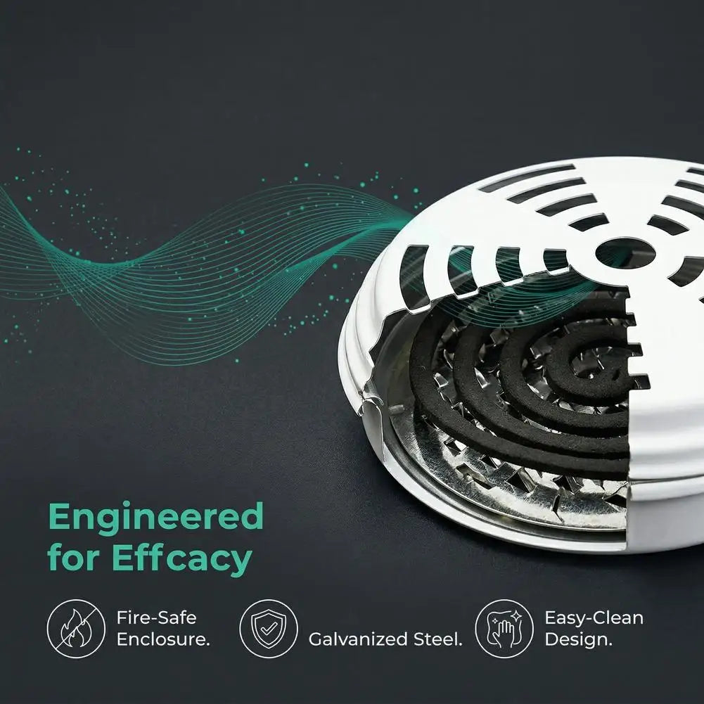 Mosquito Coil Holder with Lid – Safe Metal Burner, Outdoor Use Mosquito Coil Holder Zpaxo