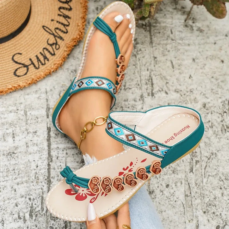 Women'a Fish Mouth Clip-toe Vintage Bohemian Slippers Summer Women Zpaxo green 41