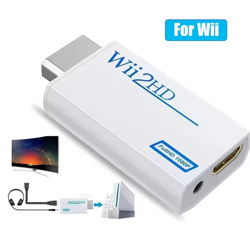 Full HD HDMI-Compatible Adapter For Wii Console Converter with 3.5mm Jack Audio Video Cable 720P For PC HDTV Monitor Display Zpaxo