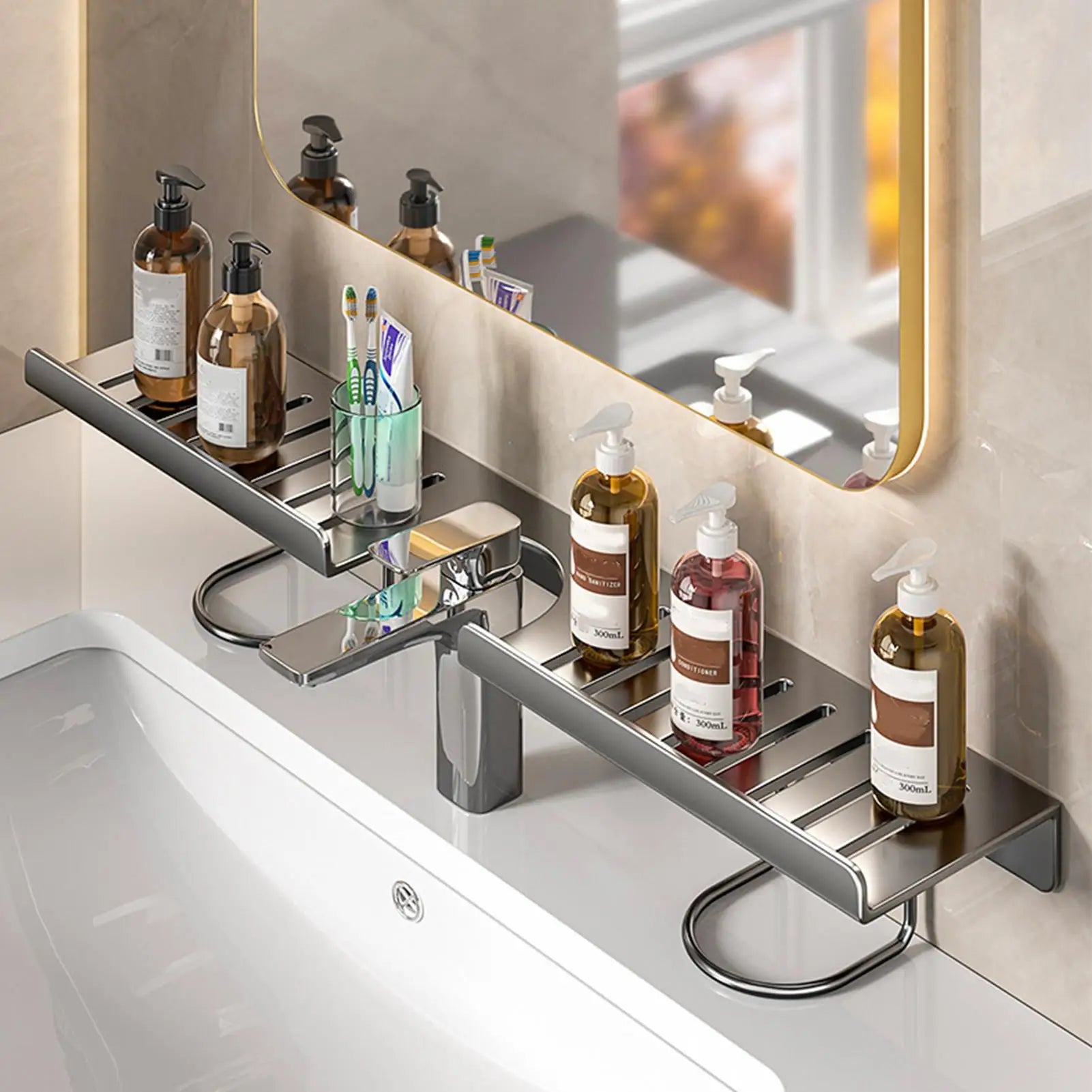 Over Sink Shelf No-drill Carbon Steel Kitchen Drying Removable Faucet