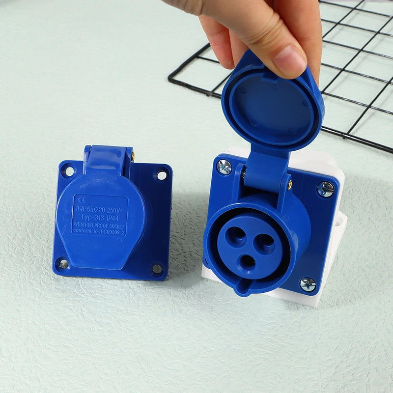 220V 16A 3 Pin Industrial Waterproof Plugs/Socket Male/Female Connector IP44 2P For Caravan Motorhome Trailer Truck Yacht Zpaxo