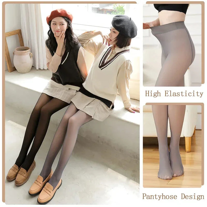 Thermal Stockings Woman Fleece Tights Sexy Winter Warm Pantyhose Translucent Slim Thicken Tights Elastic Velvet Pantyhose Female Zpaxo