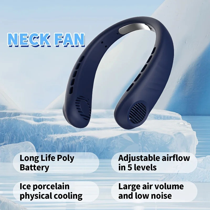 1pc Portable Wearable Neck Fan - Personal Fans for Outdoor And Indoor Use, Hands-Free, Leafless, Rechargeable, Headphone Design Zpaxo