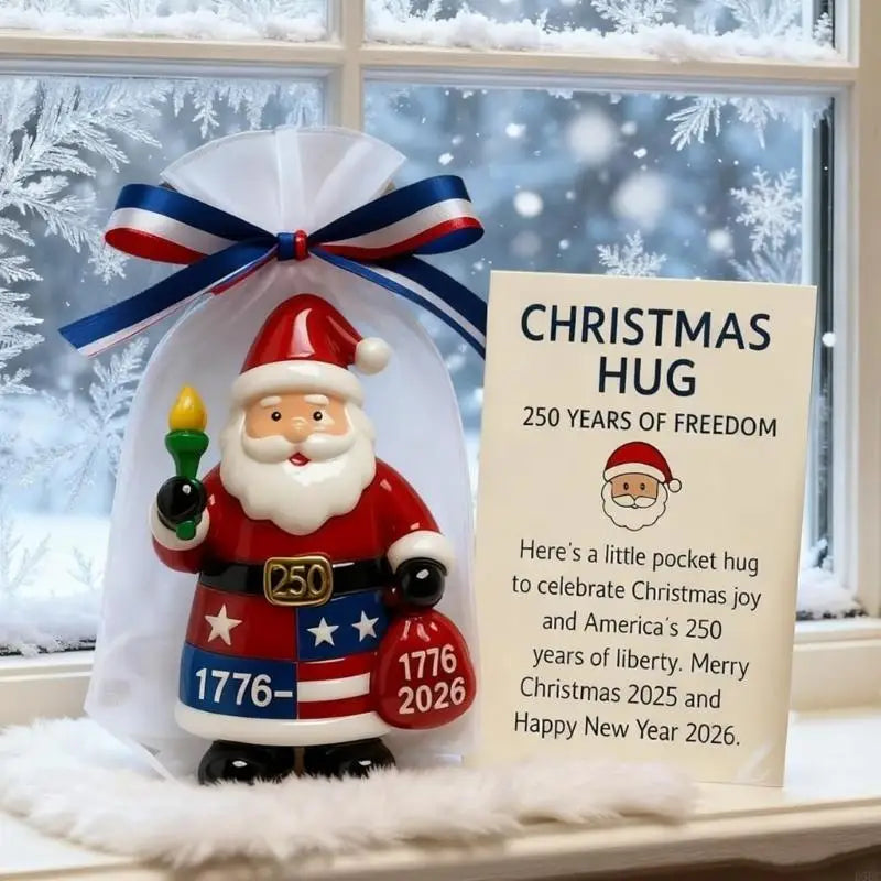 250th Anniversary Santa Hug Ornament Shatterproof Acrylic Christmas