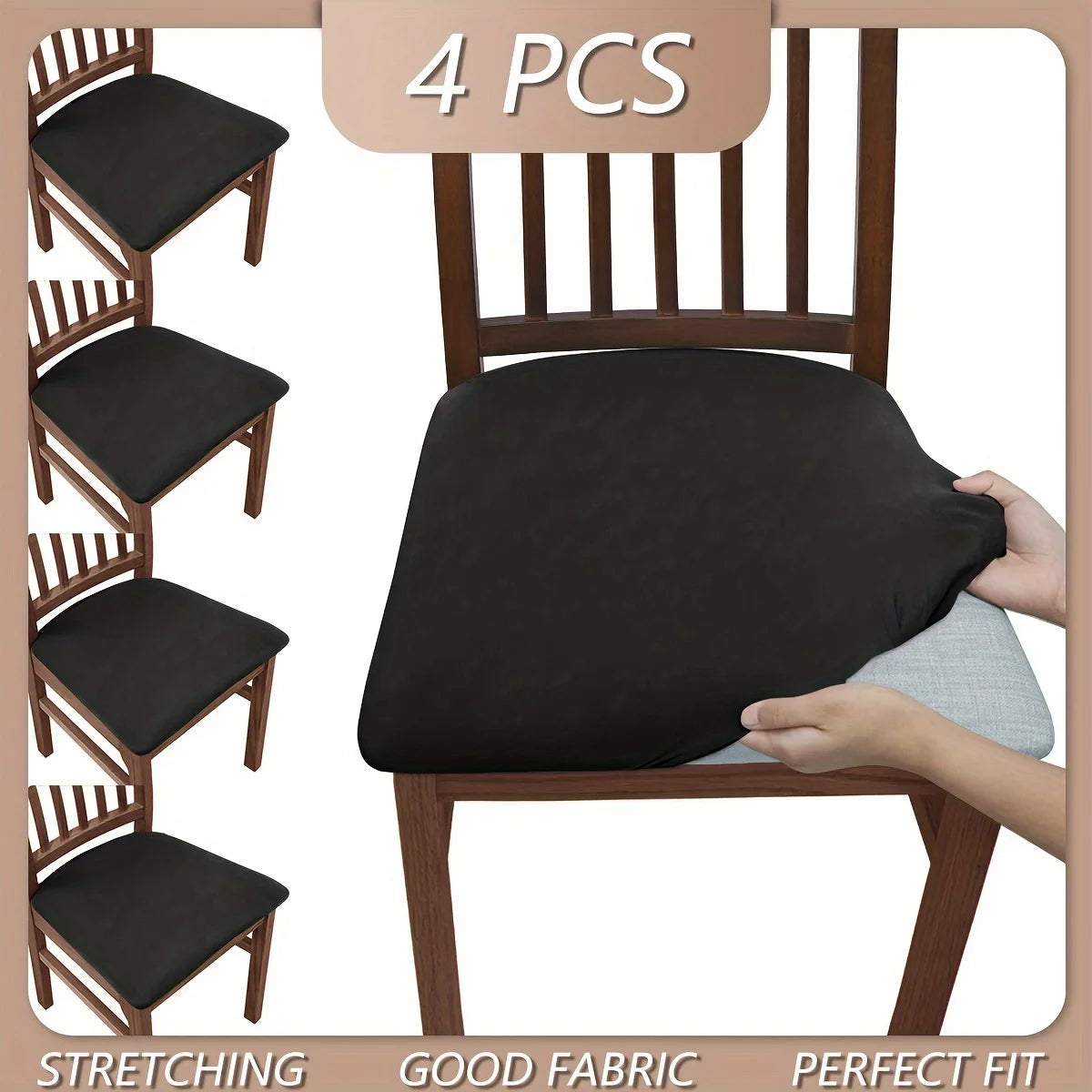 2 Solid Brushed Elastic Chair Cover Comfortable Seat Dust-proof