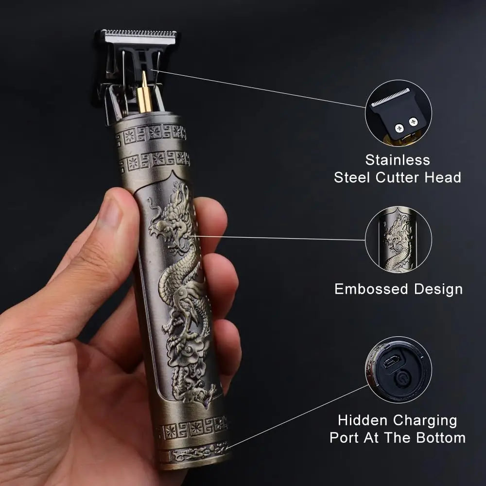 Vintage T9 Electric Hair Cutting Machinefor Men Dragon Buddha Hair Clipper Professional Men Shaver Rechargeable Barber Trimmer Zpaxo