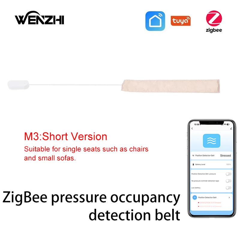 Zigbee Pressure Senor Stress Belt Hidden In Bed/Sofa Occupancy/Presence Detector Battery Powered Tuya Smart Life Home Automation Zpaxo M3(Short) ZigBee China Mainland