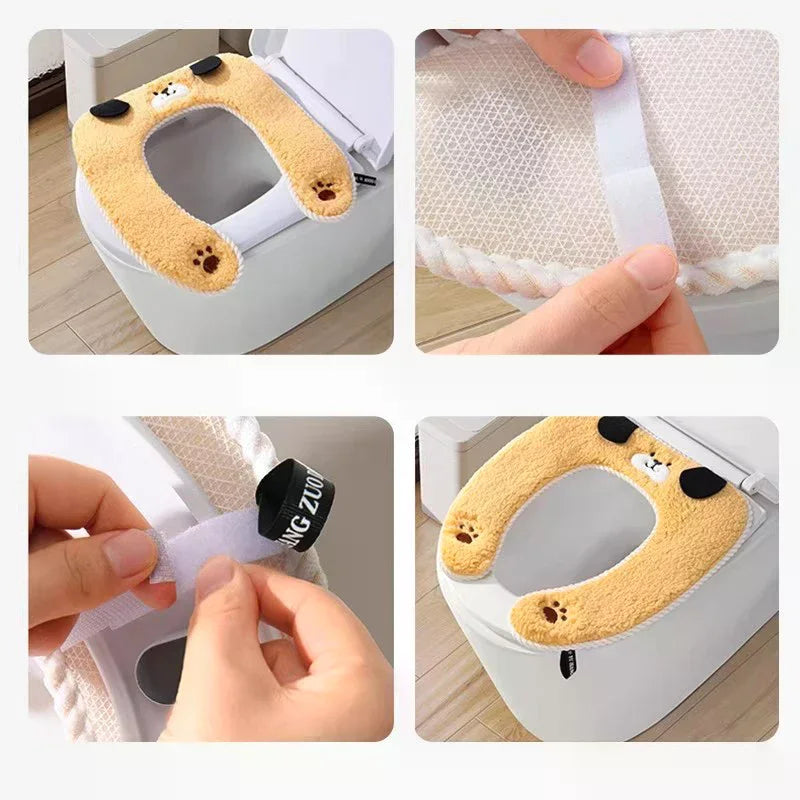 Thickened Plush Toilet Seat Cover – Warm Cushion for Bathroom Toilet Seat Cover Zpaxo