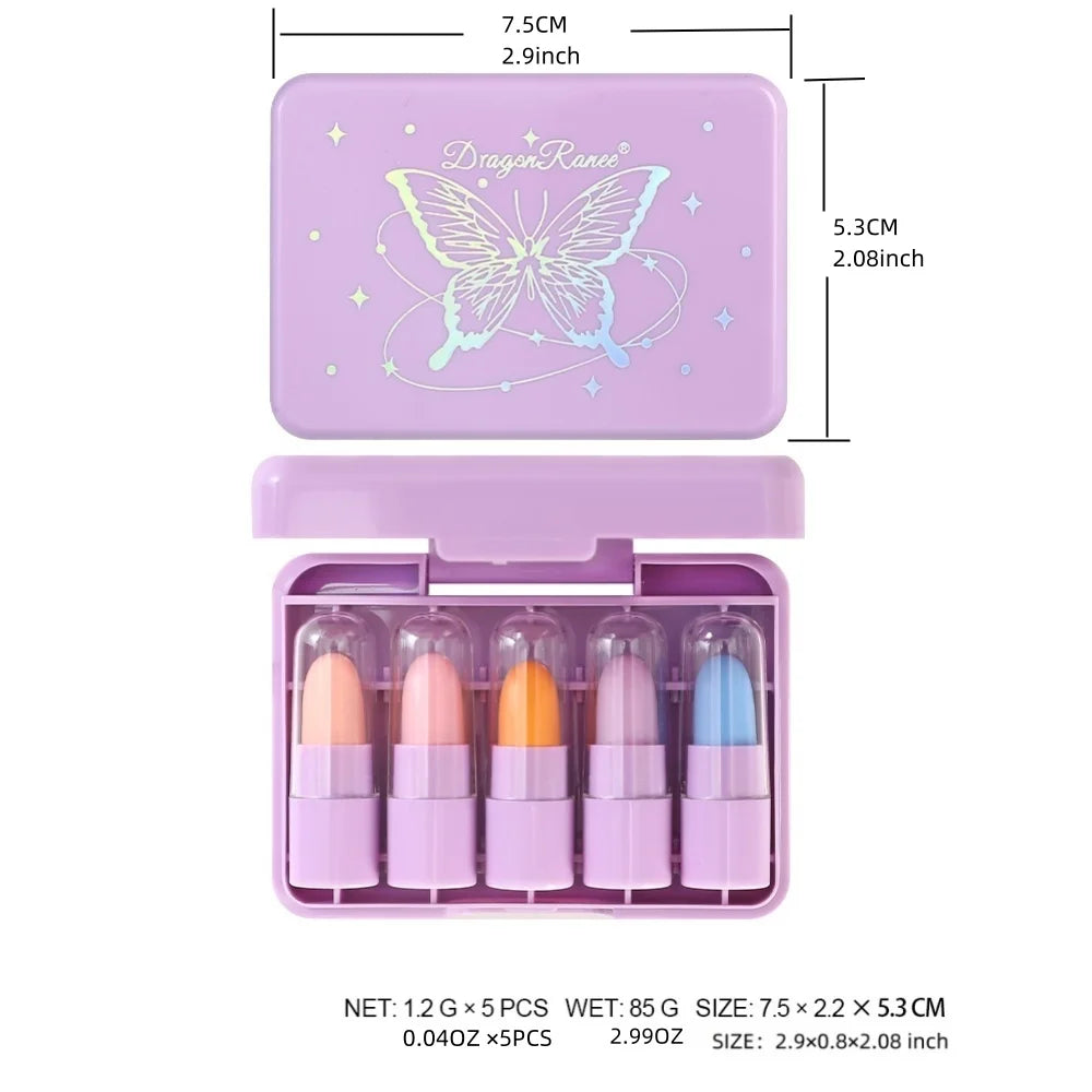 A Set of 5 Mini Lipstick Lip Gloss Cute Portable Moisturizing Color Changing Moisturizing Lip Balm Autumn and Winter Zpaxo
