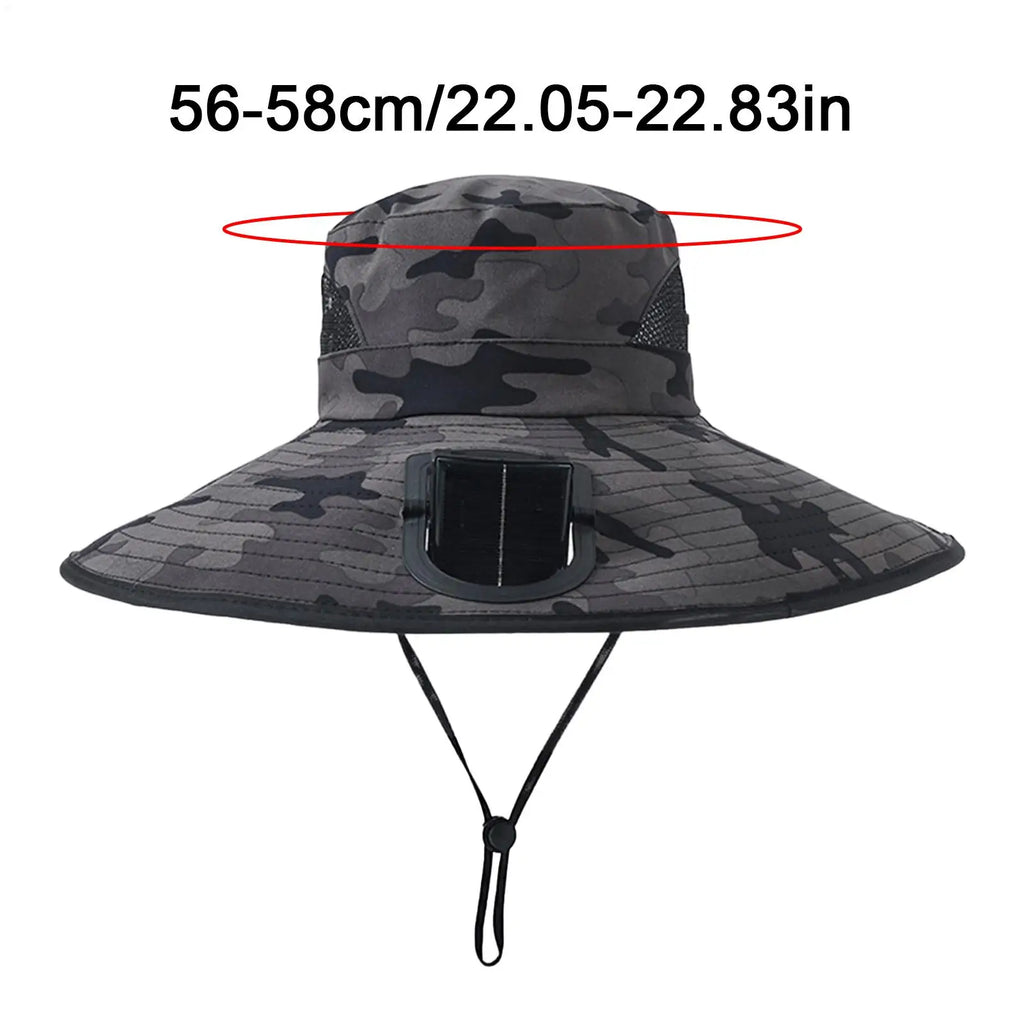 Solar Fan Fishing Hat – UV Protection Wide Brim Cooling Cap Solar Fan Outdoor Hat Zpaxo