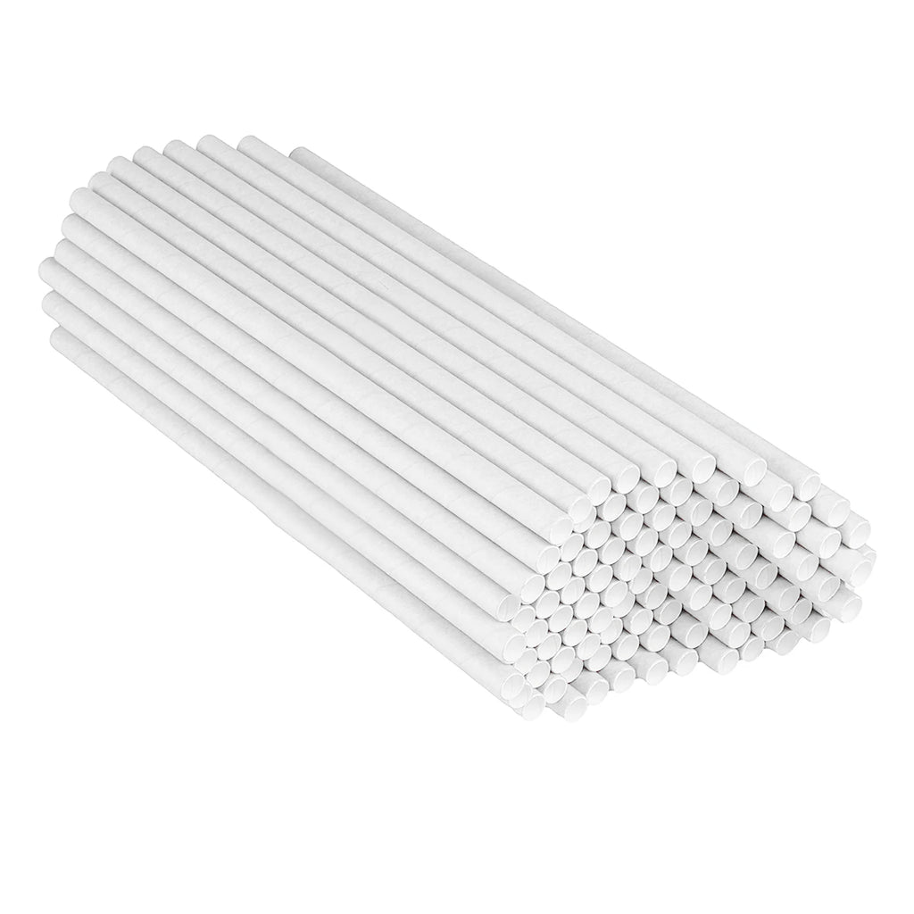 100 Pcs Paper Straws Compostable Biodegradable Straws 7.75 in Long Cocktail Straws for Smoothies Tumblers Cocktail MilkShake Zpaxo WHITE