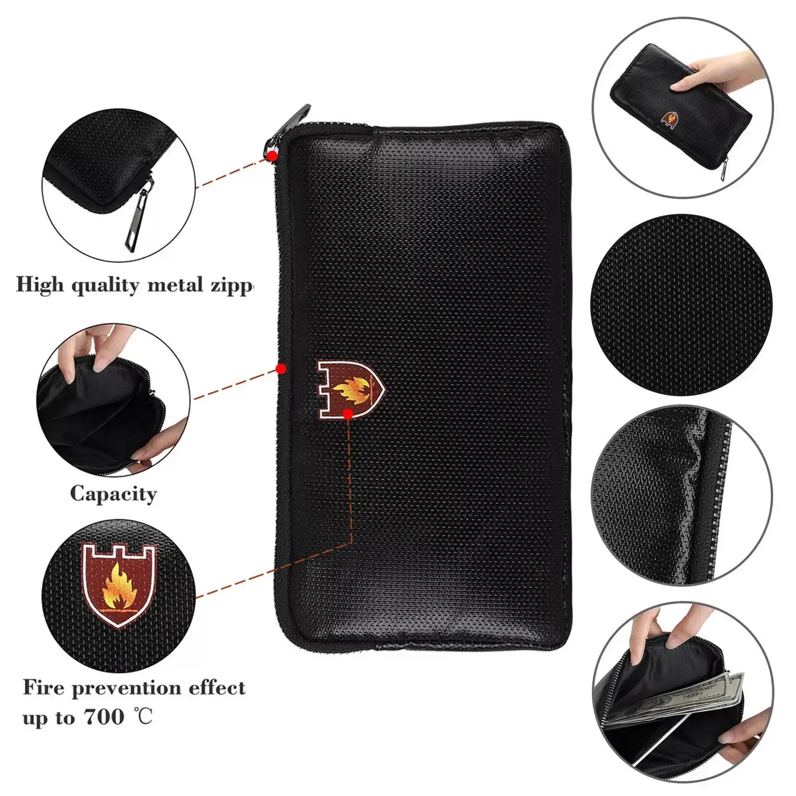 8 07 Portable Fireproof Bag Waterproof Cash Money Safety Bags 1292