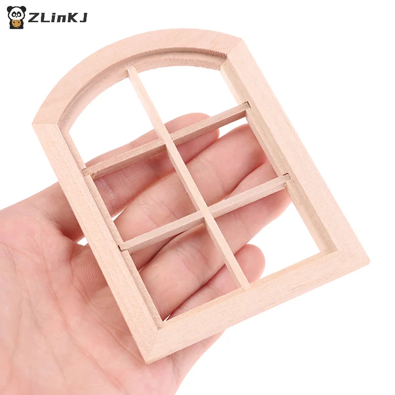 ▶1:12 Dollhouse Miniature Wooden Arched Window Model Furniture Accessories Zpaxo