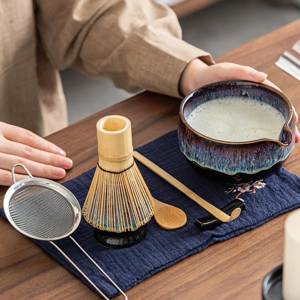 Japanese Matcha Tea Safe Bamboo Whisk Teaspoon Sets Bowl Holder