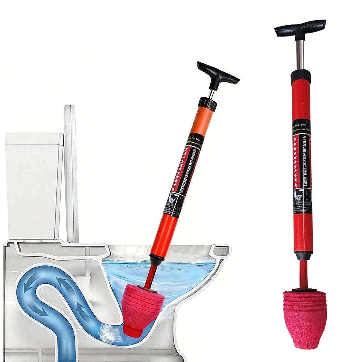 Pneumatic Toilet Plunger – Powerful Instant Drain Unclogger