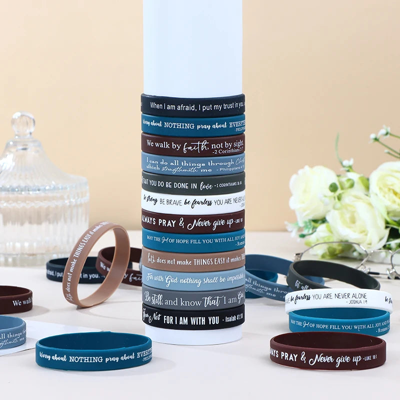 Religious Silicone Wristbands Bulk Bible Rubber Bracelets Colorful Zpaxo