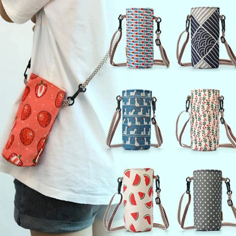 Portable Water Bottle Bag Insulated Crossbody Water Bottle Carrier Bag Holders Travel Sports Camping Zpaxo