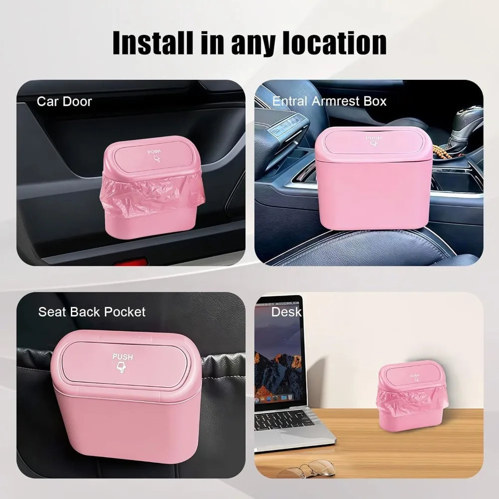Car Small Trash Can Lid Leakproof Mini Garbage Waterproof Push Button