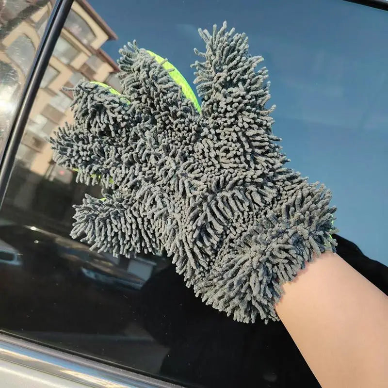 Microfiber Car Wash Gloves – Chenille Coral Velvet Cleaning Mitt