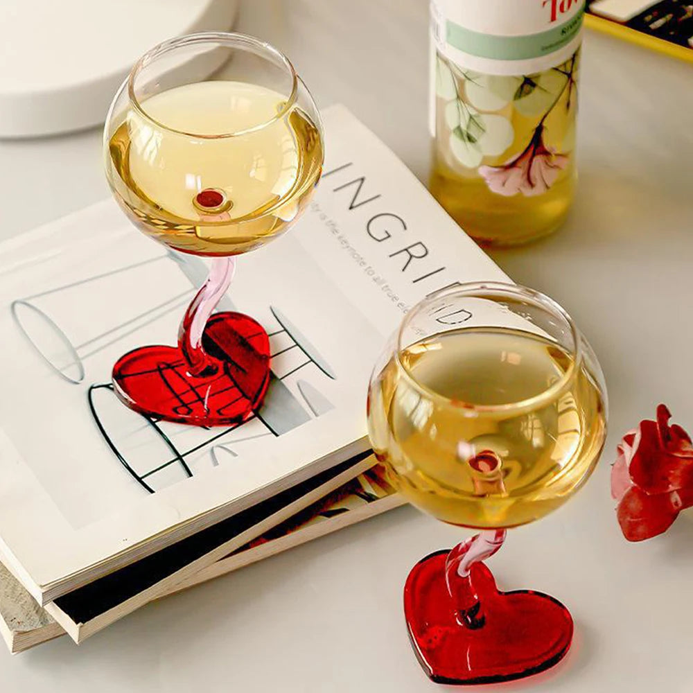 1PC Heart Shaped Wine Glass Goblet High Borosilicate Glass for Wedding Birthday Anniversary Valentine's Day Gift Zpaxo