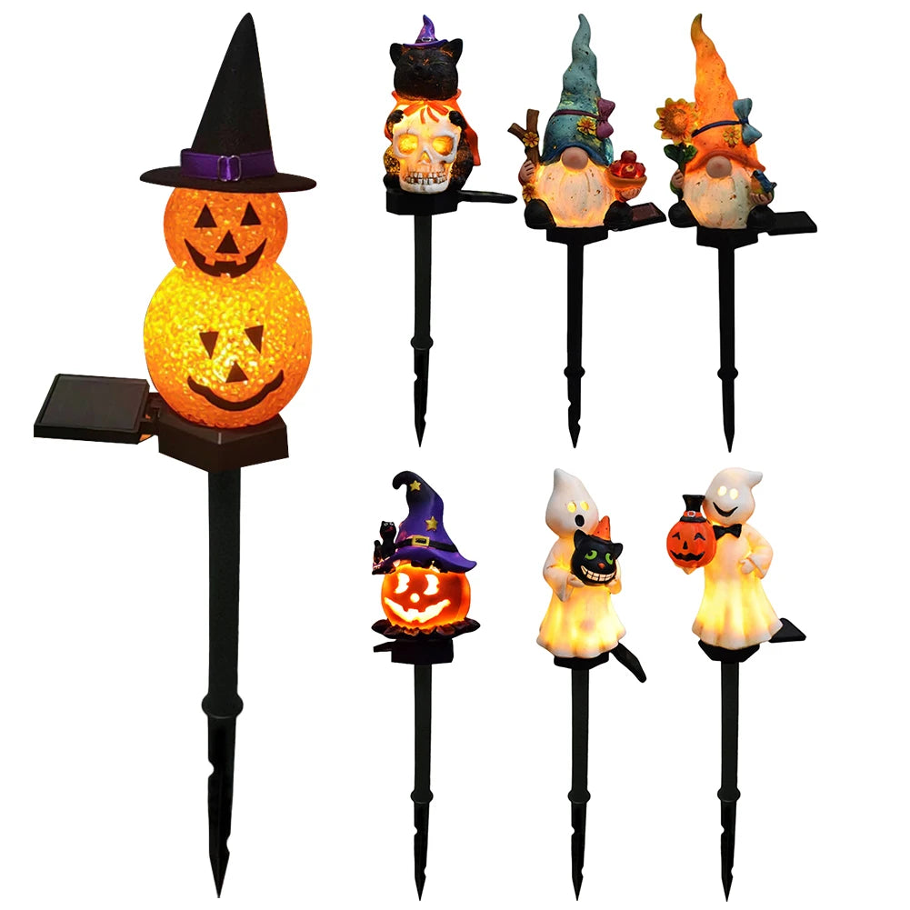 Halloween Ghost Lights Outdoor Pumpkin Lamp Stakes Solar Pathway
