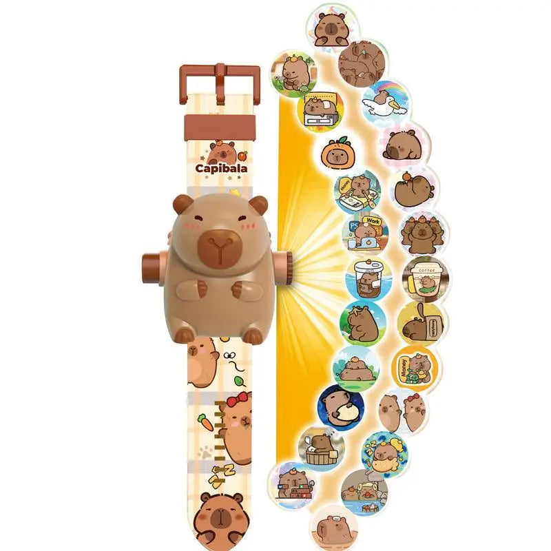 Capybara Projection Electronic Watch Cartoon Watch Clock Kids New Year Gift for Kids - Fun Luminous Toy And Kindergarten Gift Zpaxo China Mainland