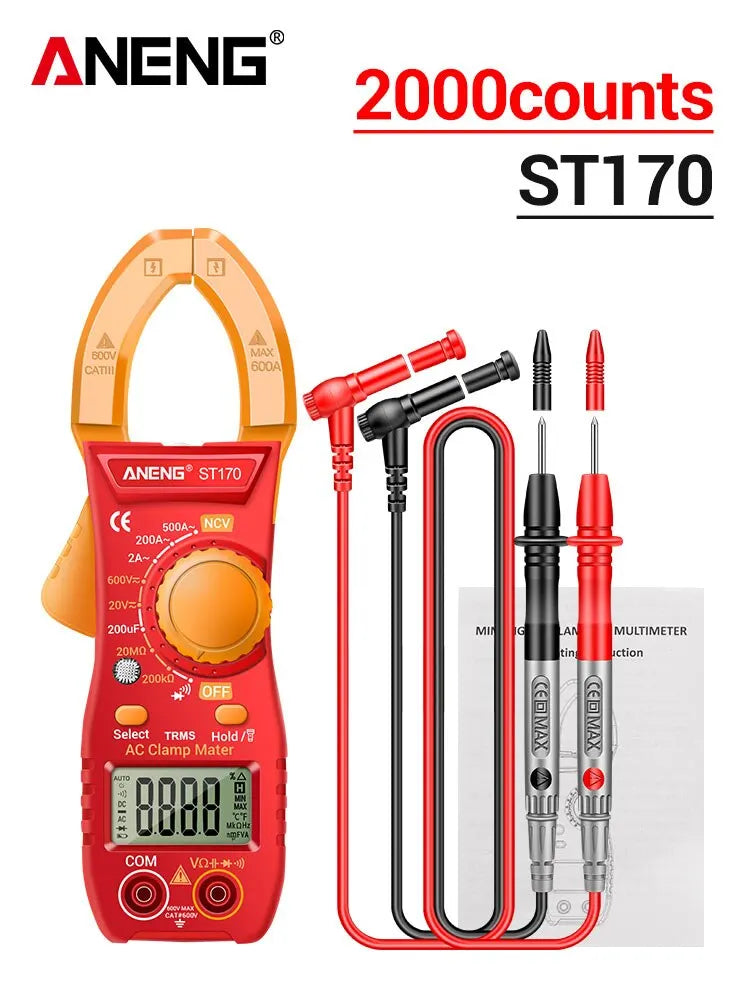 Clamp Meters Measuring AC DC Voltage Current Resistance Capacitance Zpaxo ST170 orange