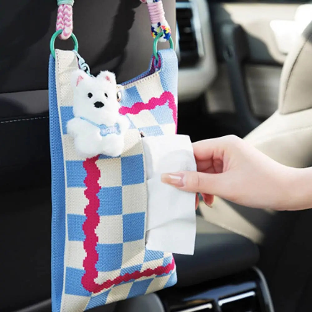 Cute Dog Car Back Seat Tissue Box Space Saving Animal Tissue Case Holder Universal INS Car Hanging Napkin Holder Zpaxo