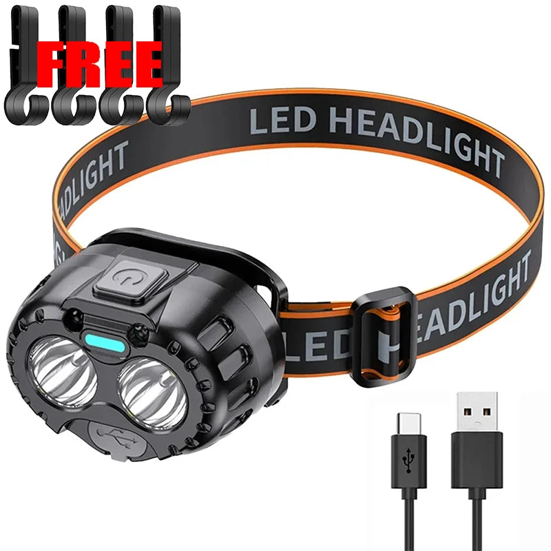 KDULIT 250LM LED Headlamp – Gesture Control & USB-C Rechargeable