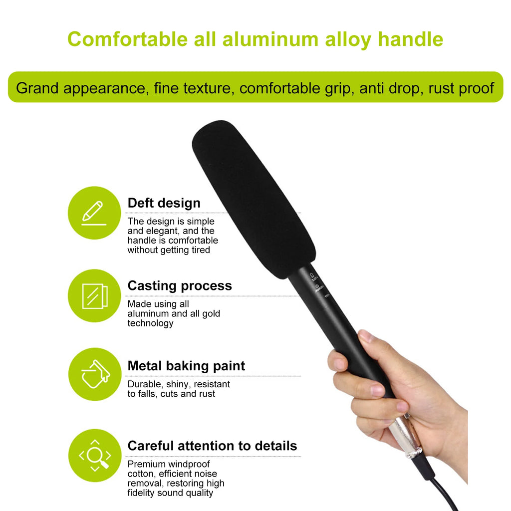 Condenser Microphone Dual Pickup Modes Sensitivity XLR Mobile Phones