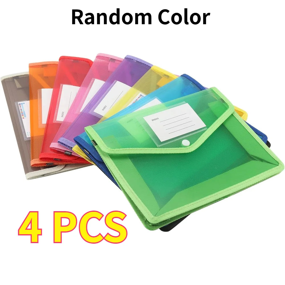 A4 Expanding File Folder Snap Closure Envelopes – 1/2/4 Pack