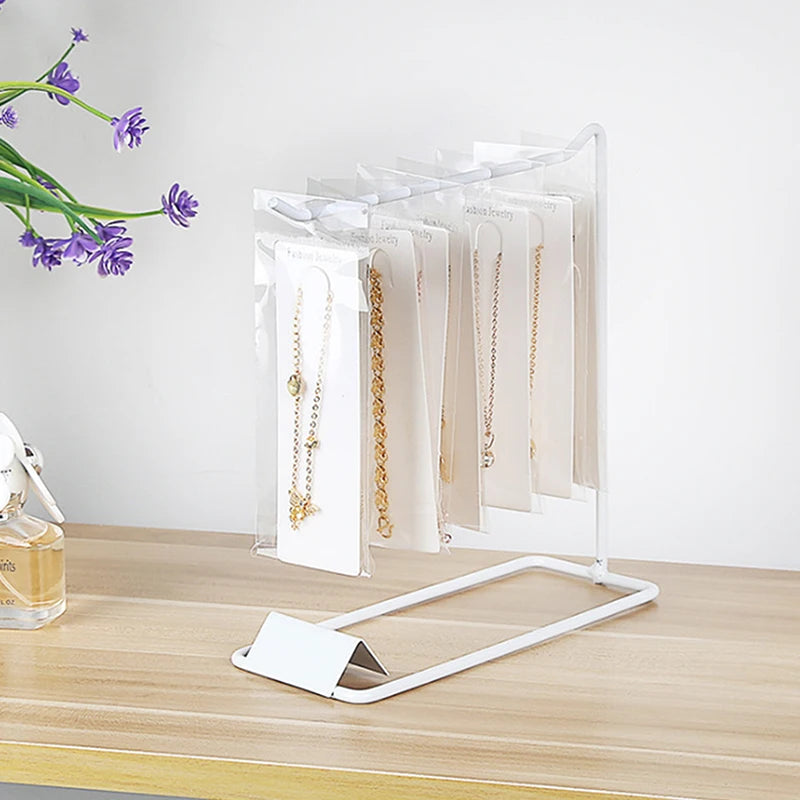 Desktop Iron Bracket Jewelry Showcase Rack Earring Necklace Hair Zpaxo