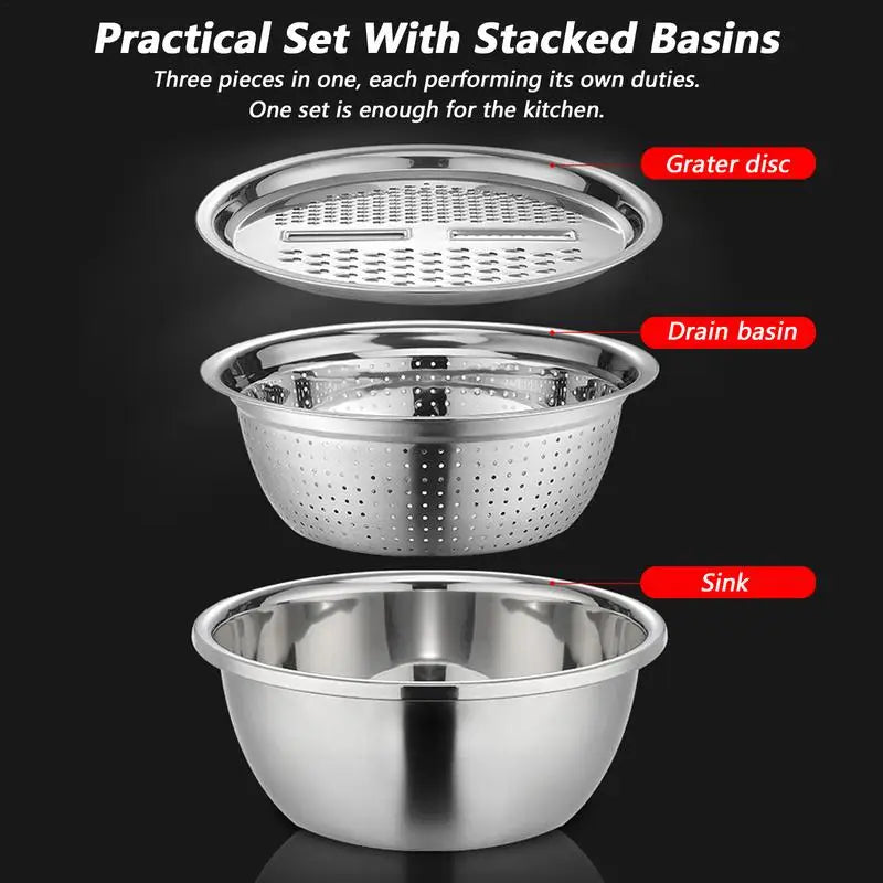 Colander Strainer Set, Salad Spinner Fruit Vegetable Rice Washing Strainer Basket Bowl, Rice Rinser Food Graters with Container Zpaxo