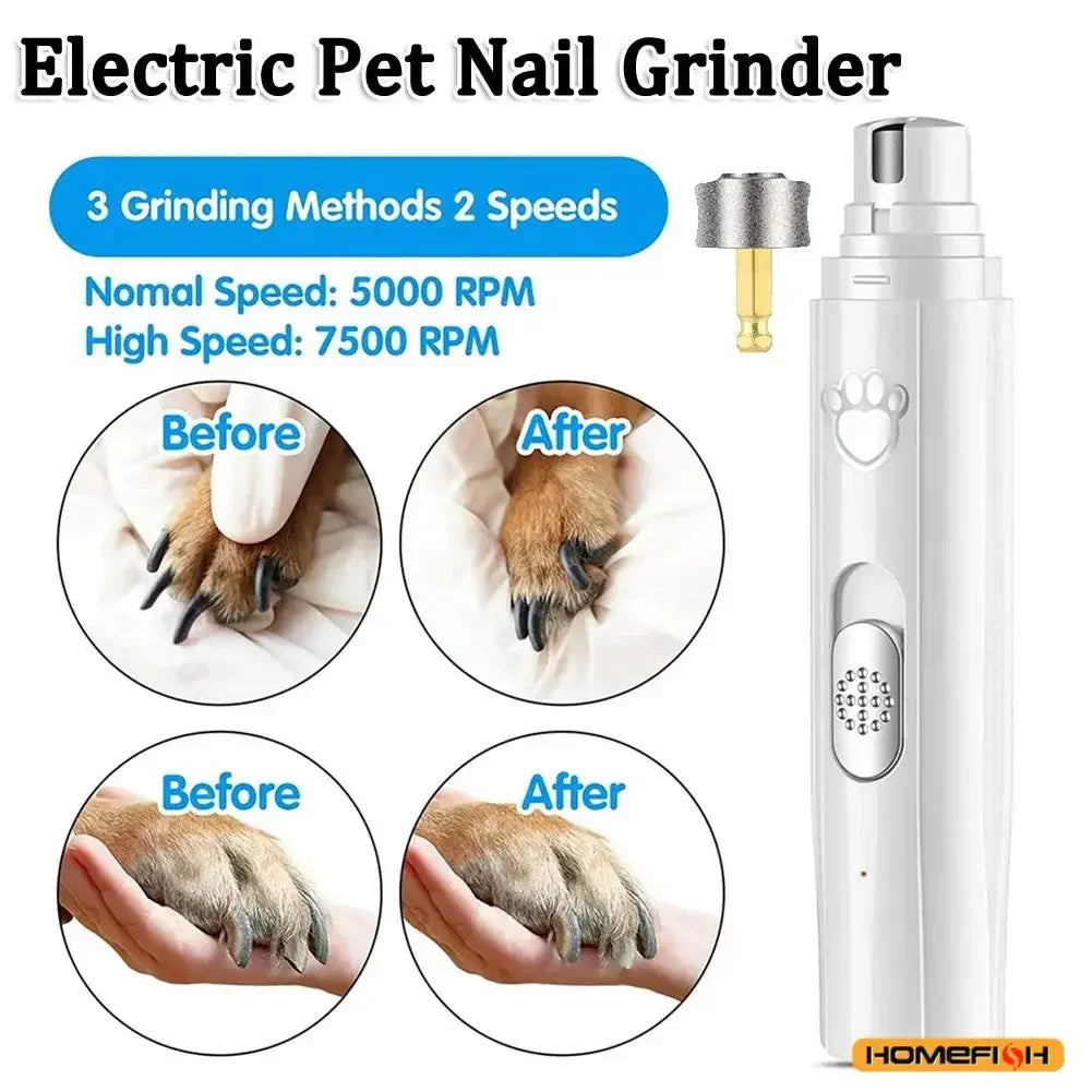 Electric Dog Nail Grinder Pet Nail Clipper USB Rechargeable Pet Nail Trimmers Painless with Polisher Wheel for Small/Large Pets Zpaxo