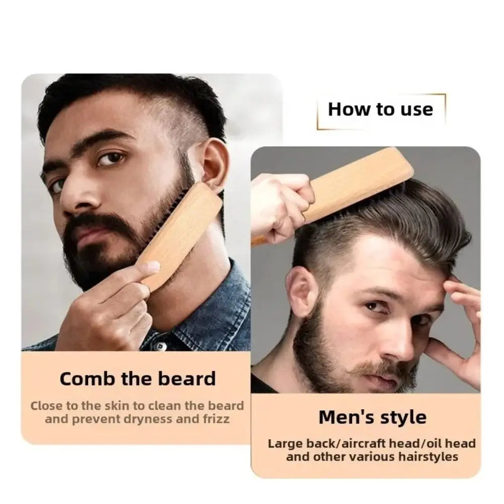 Wood Boar Bristle Hair Brush Backcombing Design Smooth Finish Slick Back Hair Brush Teasing Function Flyaways Control Zpaxo