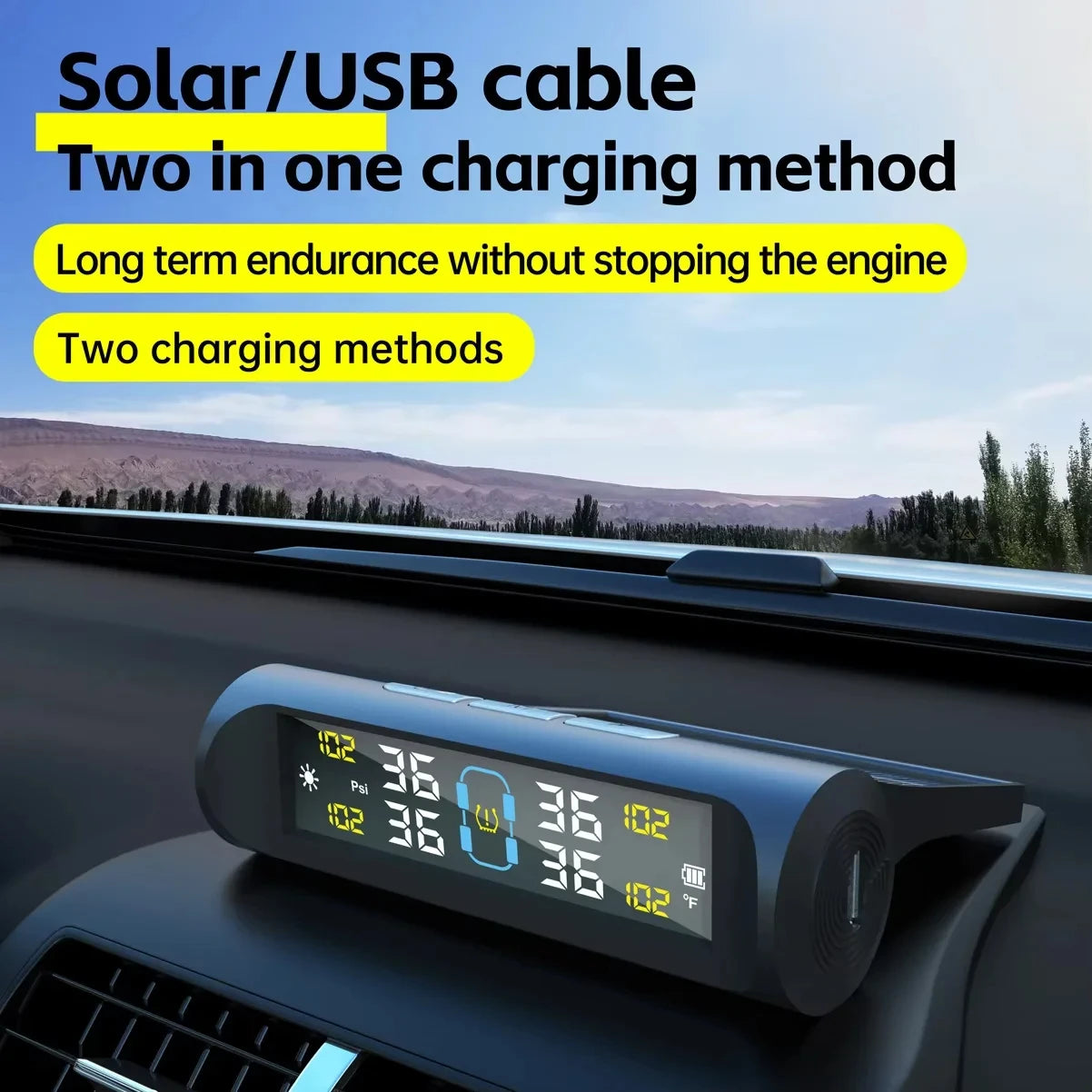 Car Tire Pressure Monitoring System Tyre Monitor Alarm 4 External