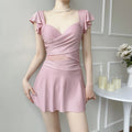Swimsuits for Women Onepiece Solid Color French Swimsuit Wholesale Conservative Slim Steel Bra Dress Swimsuit Hot SpringPortable Zpaxo Pink 60-80kg