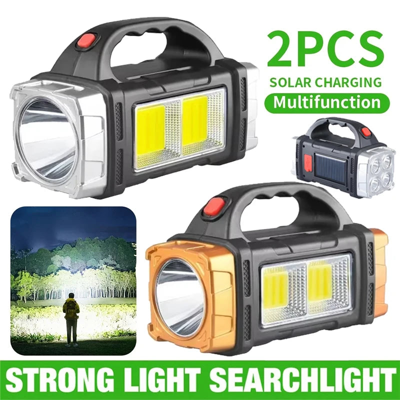 Solar USB Rechargeable LED Flashlight COB Work Light & Power Bank