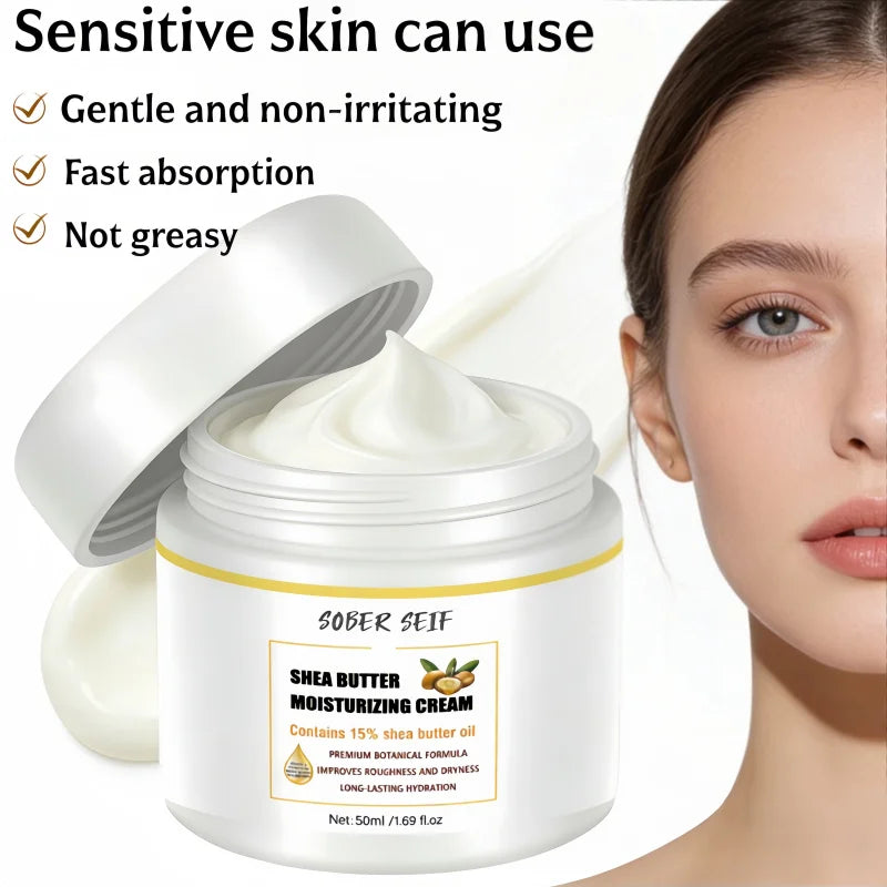 Hyaluronic Acid Shea Butter Long‑Lasting Moisturizer 50ml Improve Dry Flaky Skin Care Cream Zpaxo