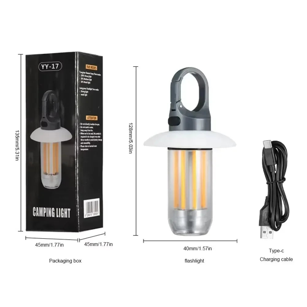USB Rechargeable LED Camping Lantern & Flashlight with Hook