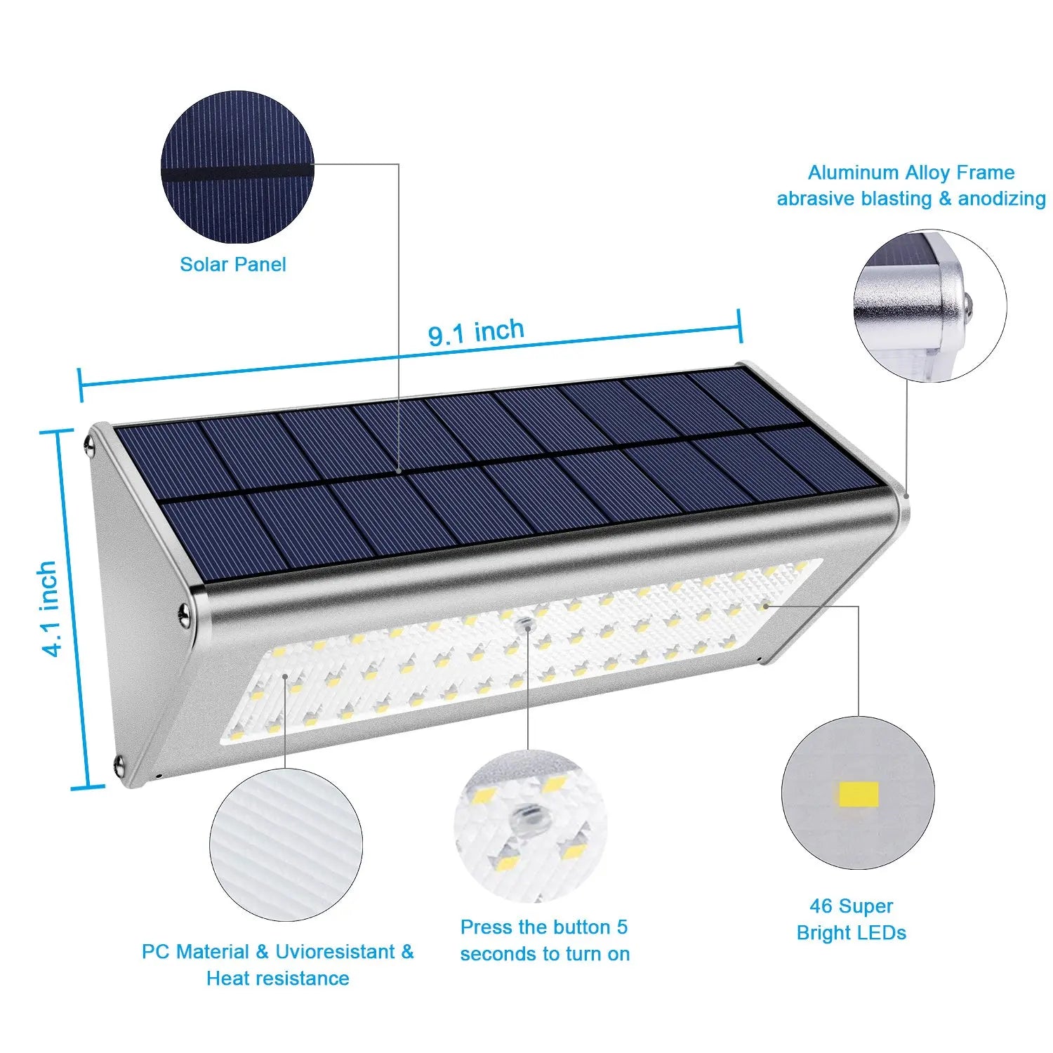 1100LM Solar 48Led Light Outdoor Waterproof Aluminum Radar Motion Zpaxo