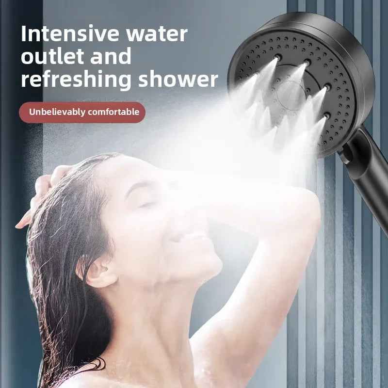 Black 5 Modes Shower Head Adjustable High Pressure Water Saving Shower Head Water Massage Shower Head Bathroom Accessories Zpaxo