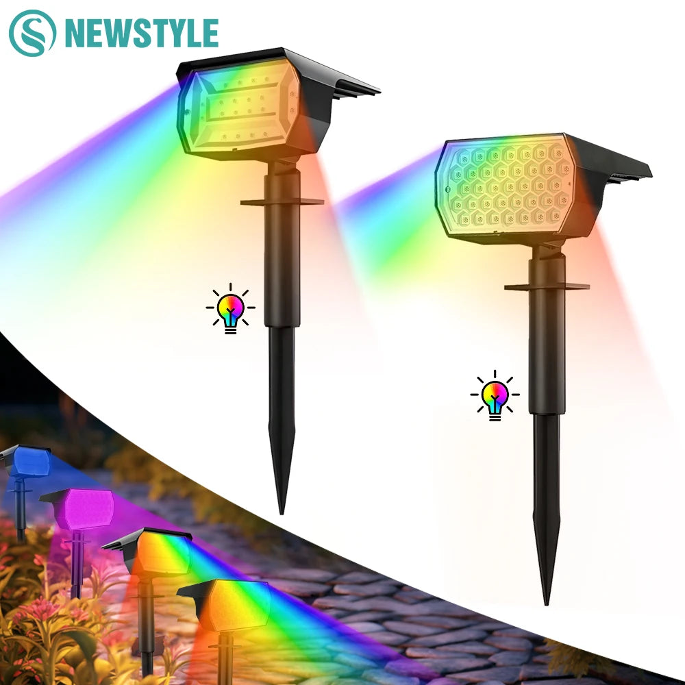 RGB Solar Spotlight Outdoor 37 20LED Landscape Spot Powered Wall Zpaxo