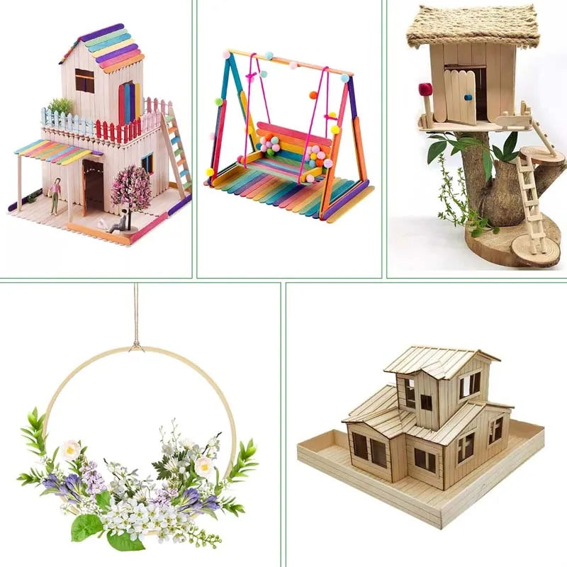 10pcs Wooden Sticks, Wide Flat Sticks, Wooden Paint Sticks Wood Strips for Craft Projects Zpaxo