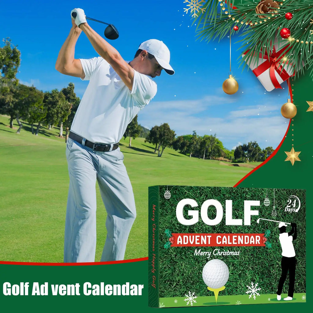 Christmas Countdown Decor 24 Boxes Accessory Golf Themed Design Men