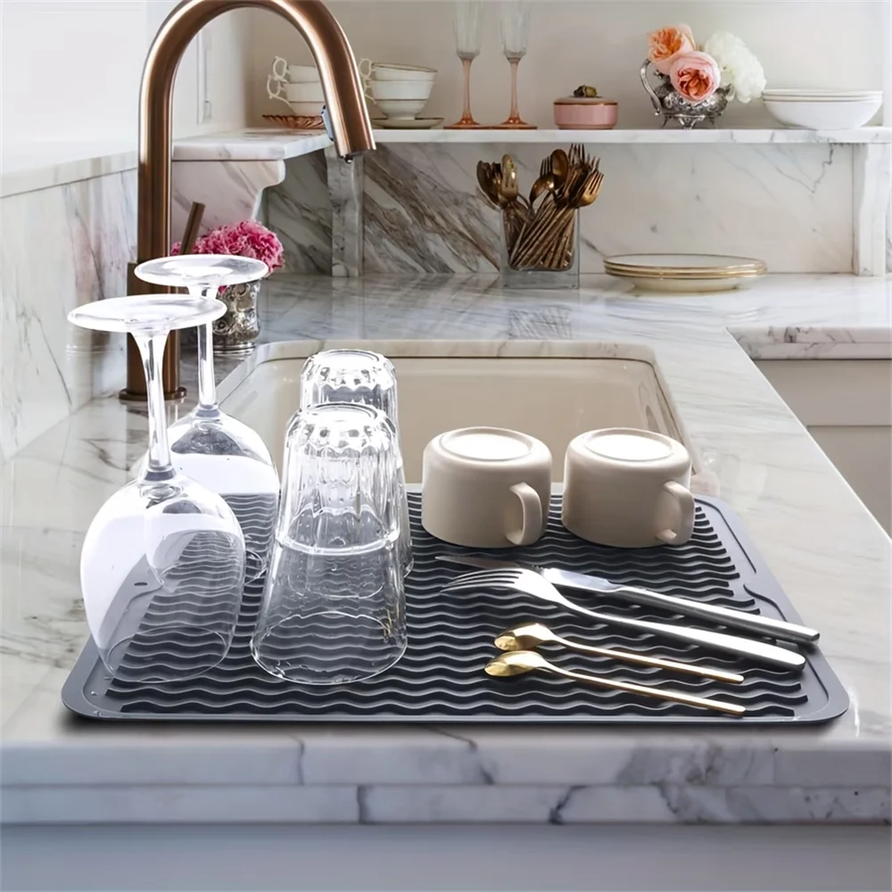 Non-slip Silicone Dish Drying Mats Heat-resistant Kitchen Zpaxo